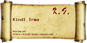 Kindl Irma névjegykártya